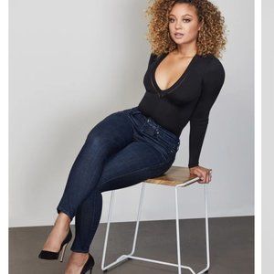 Good American Good Waist Crop Waist Nipping High Rise Tummy Tech Jeans